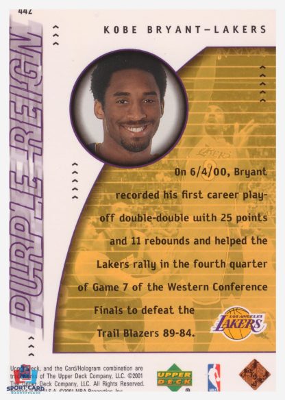 2000 Upper Deck Purple Reign Kobe Bryant #442 – Image 2