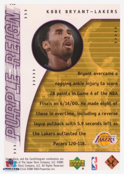 2000 Upper Deck Purple Reign Kobe Bryant #443 – Image 2