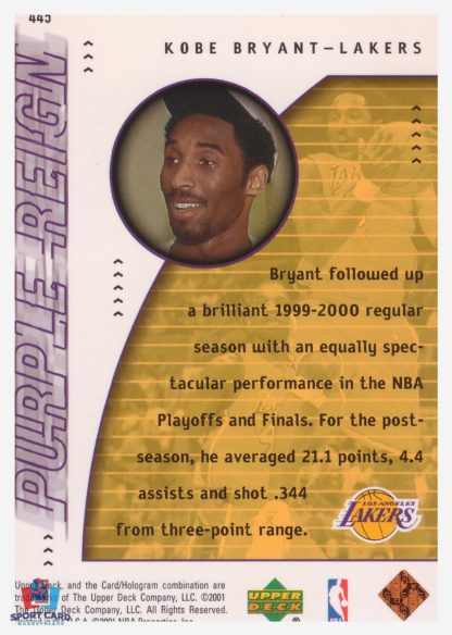 2000 Upper Deck Purple Reign Kobe Bryant #444 – Image 2
