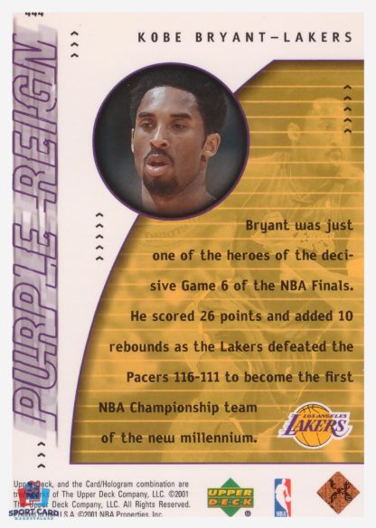 2000 Upper Deck Purple Reign Kobe Bryant #445 – Image 2