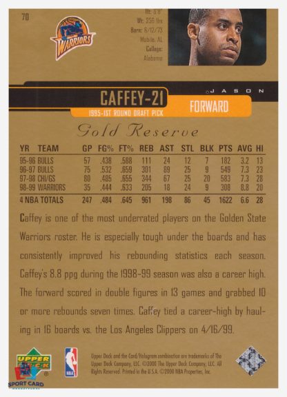 2000 Upper Deck Gold Reserve Jason Caffey #70 – Image 2