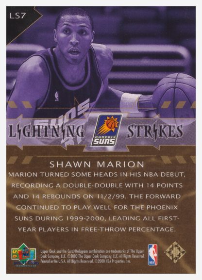 2000 Upper Deck Lightning Strikes Shawn Marion #LS7 – Image 2