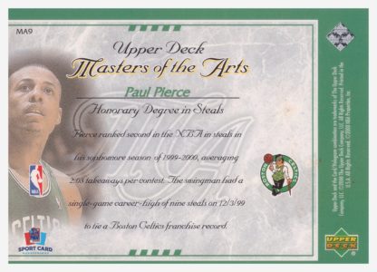 2000 Upper Deck Masters Of The Arts Paul Pierce #MA9 – Image 2