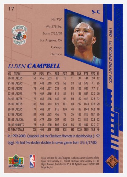 2000 Upper Deck Base Elden Campbell #17 – Image 2