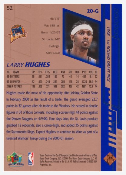 2000 Upper Deck Base Larry Hughes #52 – Image 2