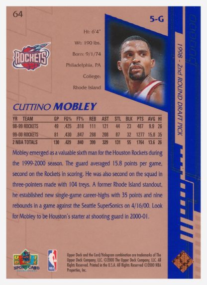 2000 Upper Deck Base Cuttino Mobley #64 – Image 2
