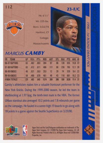 2000 Upper Deck Base Marcus Camby #112 – Image 2