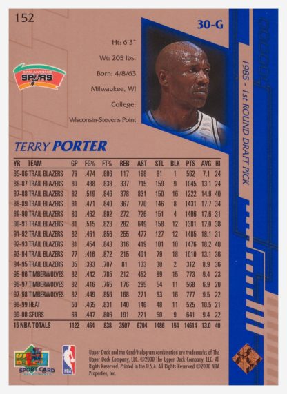 2000 Upper Deck Base Terry Porter #152 – Image 2