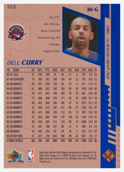 2000 Upper Deck Base Dell Cury #163 – Image 2