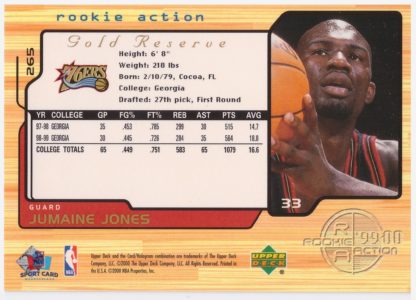 2000 Upper Deck Gold Reserve Rookie Action Jumaine Jones #265 – Image 2