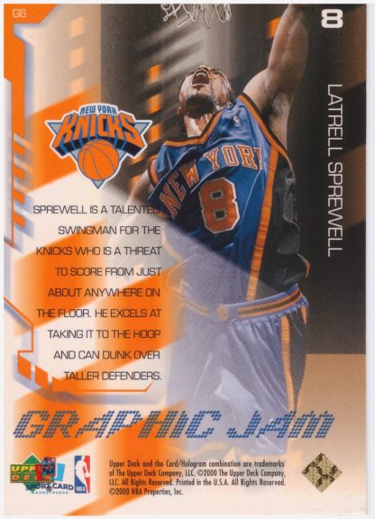 2000 Upper Deck Graphic Jam Latrell Sprewell #G6 – Image 2