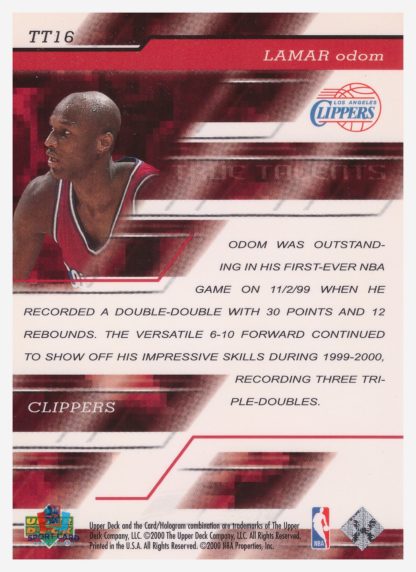 2000 Upper Deck True Talents Lamar Odom #TT16 – Image 2