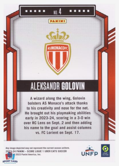 Panini Score Ligue 1 2023-24 Base Card - Aleksandr Golovin - AS Monaco #4 – Image 2