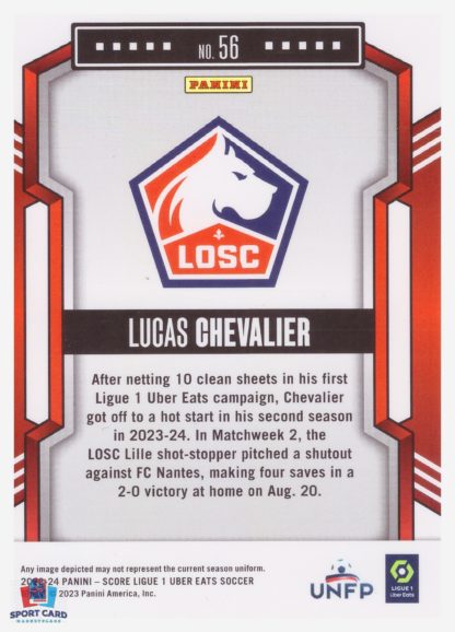Panini Score Ligue 1 2023-24 Rookie Card - Lucas Chevalier - LOSC Lille #56 – Image 2