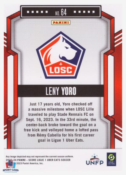 Panini Score Ligue 1 2023-24 Rookie Card - Leny Yord - LOSC Lille #64 – Image 2