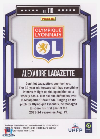 Panini Score Ligue 1 2023-24 Base Card - Alexandre Lacazette - Olympique Lyonnais #110 – Image 2