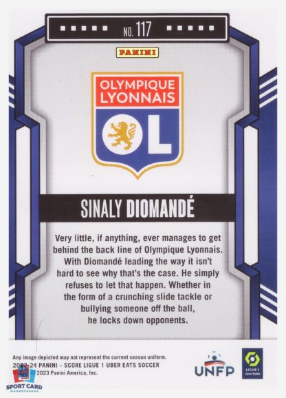 Panini Score Ligue 1 2023-24 Rookie Card - Sinaly Diomandé - Olympique Lyonnais #117 – Image 2
