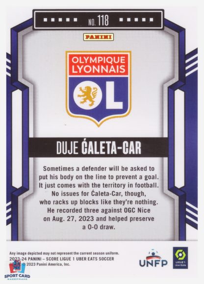 Panini Score Ligue 1 2023-24 Base Card - Duje Caleta-Car - Olympique Lyonnais #118 – Image 2
