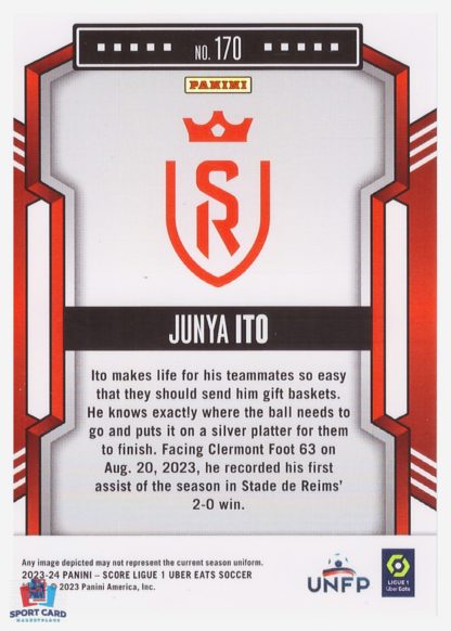 Panini Score Ligue 1 2023-24 Base Card - Junya Ito - Stade de Reims #170 – Image 2