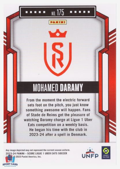 Panini Score Ligue 1 2023-24 Base Card - Mohamed Daramy - Stade de Reims #175 – Image 2