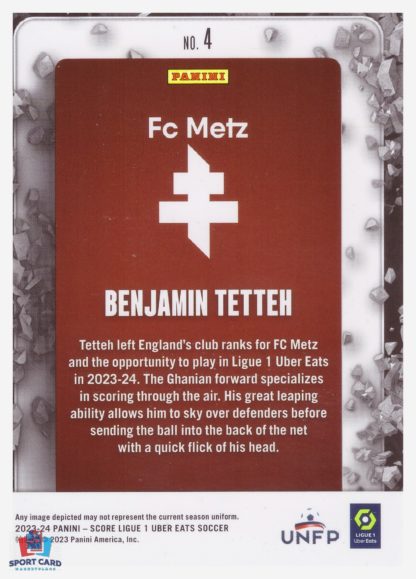 Panini Score Ligue 1 2023-24 Breakthrough - Bejjamin Tetteh - FC Metz #B4 – Image 2