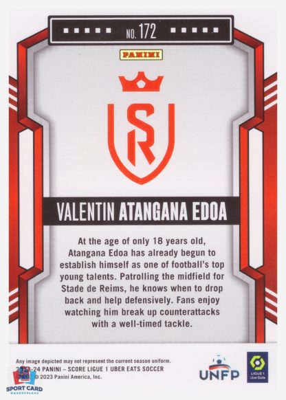 Panini Score Ligue 1 2023-24 Rookie Card - Valentin Atangana Edoa - Stade de Reims #172 – Image 2