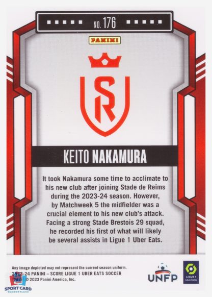 Panini Score Ligue 1 2023-24 Laser - Keiko Nakamura - Stade de Reims #176 – Image 2