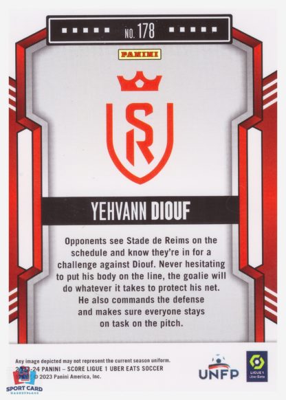 Panini Score Ligue 1 2023-24 Rookie Card - Yehvann Diouf - Stade de Reims #178 – Image 2