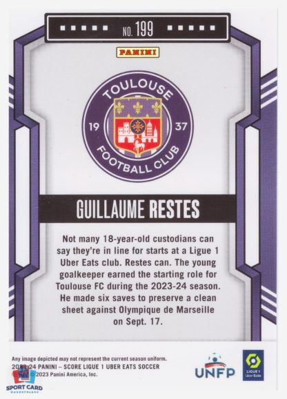 Panini Score Ligue 1 2023-24 Base Card - Guillaume Restes - Toulouse FC #199 – Image 2