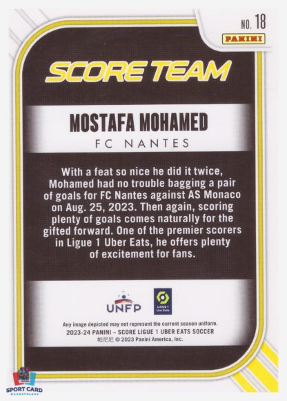 Panini Score Ligue 1 2023-24 Score Team - Mostafa Mohamed - FC Nantes #ST18 – Image 2