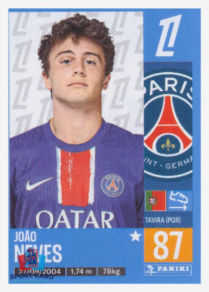 Panini Foot 2025 - João Neves / Paris-Saint-Germain #362