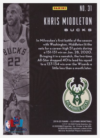 2019-20 Panini Illusions Khris Middleton / Milwaukee Bucks #31 – Image 2
