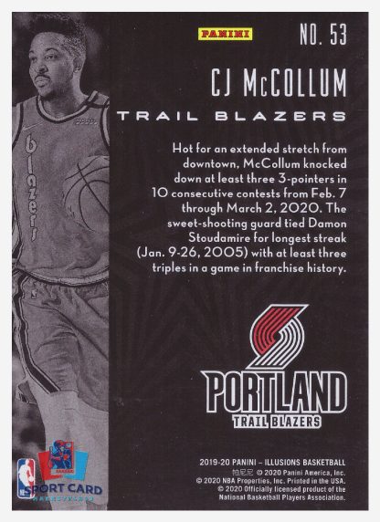2019-20 Panini Illusions Cj McCollum / Portland Trail Blazers #53