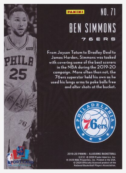 2019-20 Panini Illusions Ben Simmons / Philadelphia 76ers #71 – Image 2