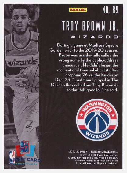 2019-20 Panini Illusions Troy Brown Jr / Washington Wizards #89
