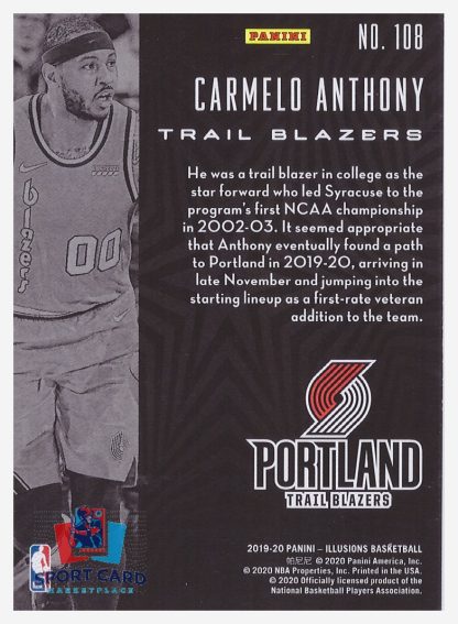 2019-20 Panini Illusions Carmelo Anthony / Portland Trail Blazers #108 – Image 2