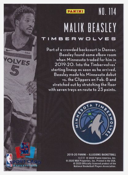 2019-20 Panini Illusions Malik Beasley / Minnesota Timberwolves #114 – Image 2