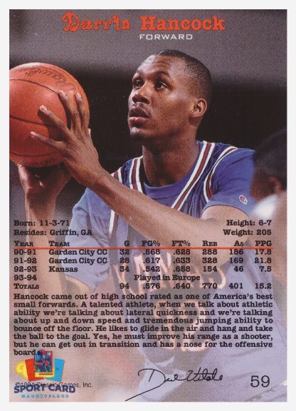 1994 Classic Darrin Hancock / Kansas Jayhawks #59