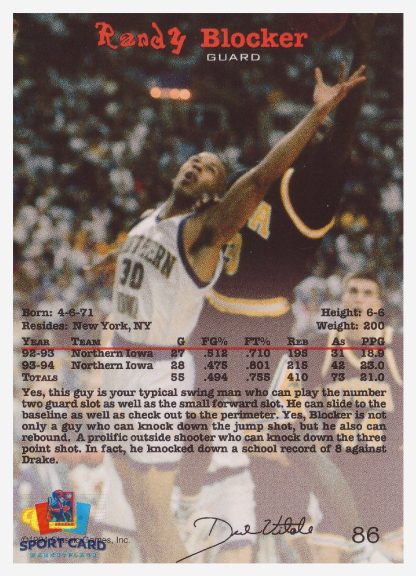 1994 Classic Randy Blocker / Northern Iowa Panthers #86