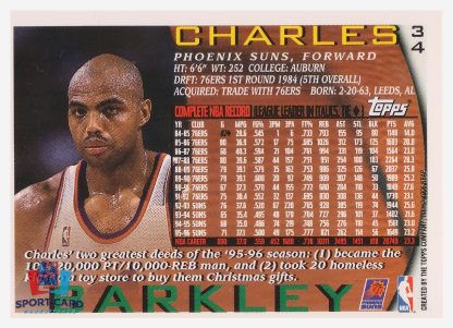 1996 Topps Charles Barkley / Phoenix Suns #34