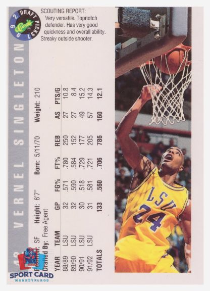 1992 Classic Vernel Singleton / Louisiana State University #42 – Image 2