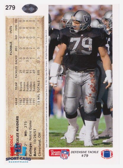 1992 Upper Deck Bob Golic / Los Angeles Raiders #279