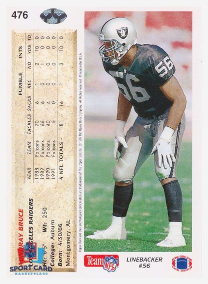 1992 Upper Deck Aundray Bruce / Los Angeles Raiders #476