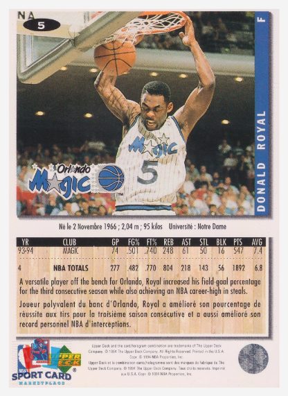 1994 Upper Deck Collector's Choice Donald Royal / Orlando Magic #5