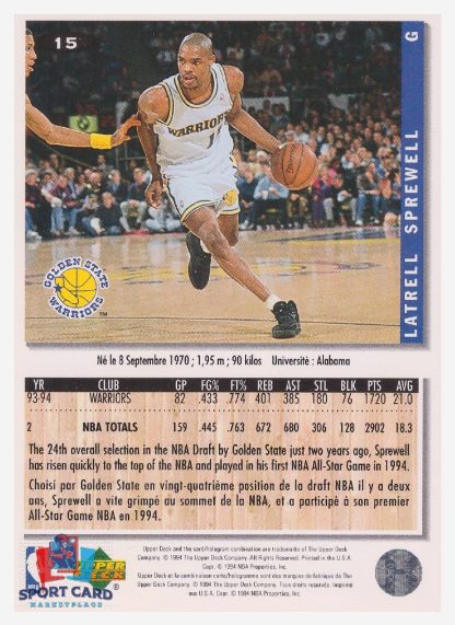 1994 Upper Deck Collector's Choice Latrell Sprewell / Golden State Warriors #15