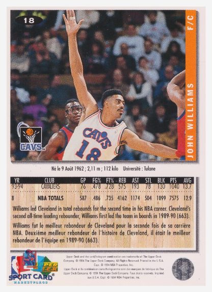 1994 Upper Deck Collector's Choice John Williams / Cleveland Cavaliers #18