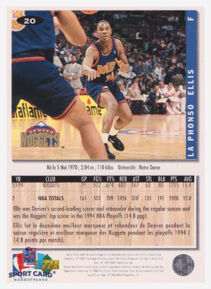 1994 Upper Deck Collector's Choice LaPhonso Ellis / Denver Nuggets #20