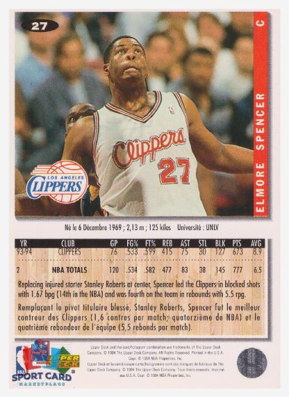 1994 Upper Deck Collector's Choice Elmore Spencer / Los Angeles Clippers #27