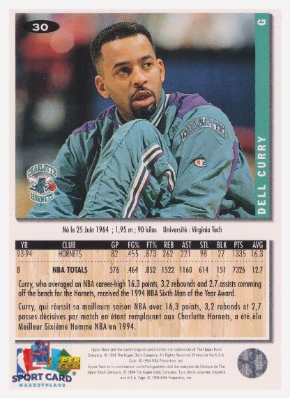 1994 Upper Deck Collector's Choice Dell Curry / Charlotte Hornets #30