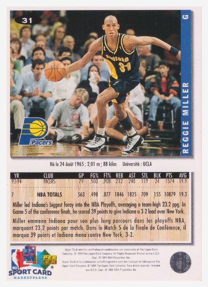 1994 Upper Deck Collector's Choice Reggie Miller / Indiana Pacers #31